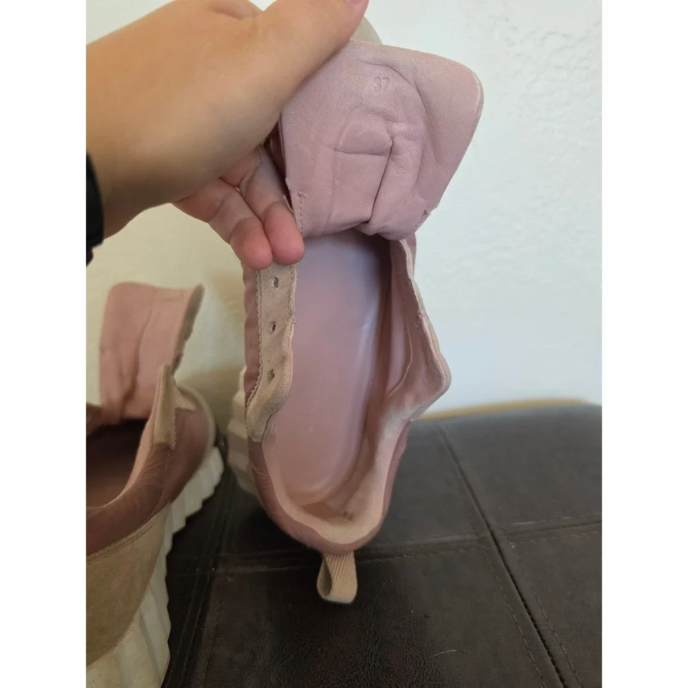 HERMES Rose Opaline Goat Leather Suede Parachute Bouncing Sneakers sz 37 US 6.5